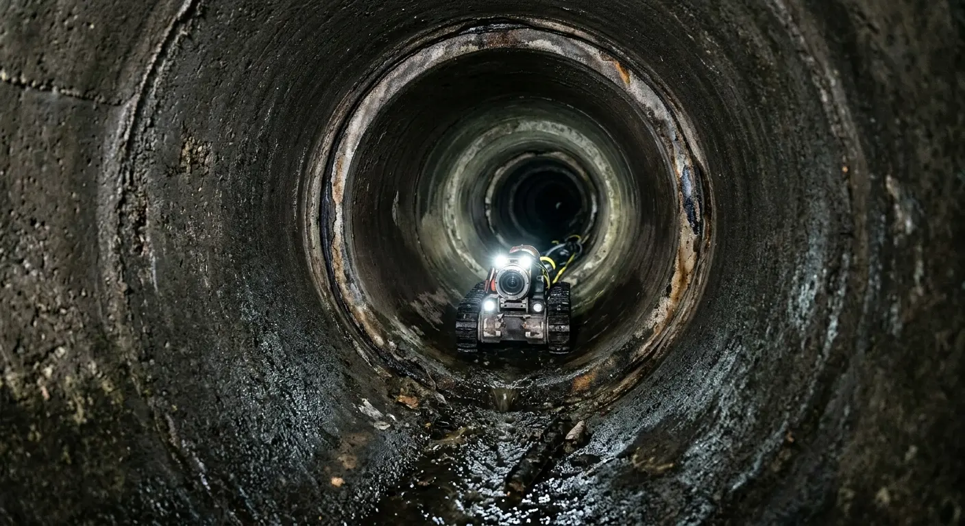 Robotic sewer camera inspecting pipe interior for Sewer Line Repair in Aberdeen