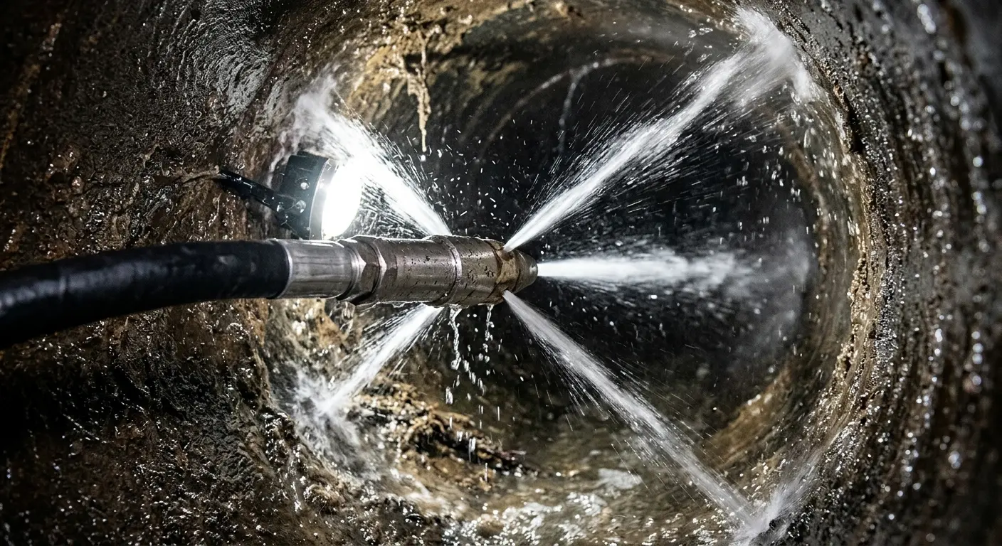 High-pressure hydro jetting nozzle cleaning sewer pipe for Storm Drain Cleaning in Aberdeen